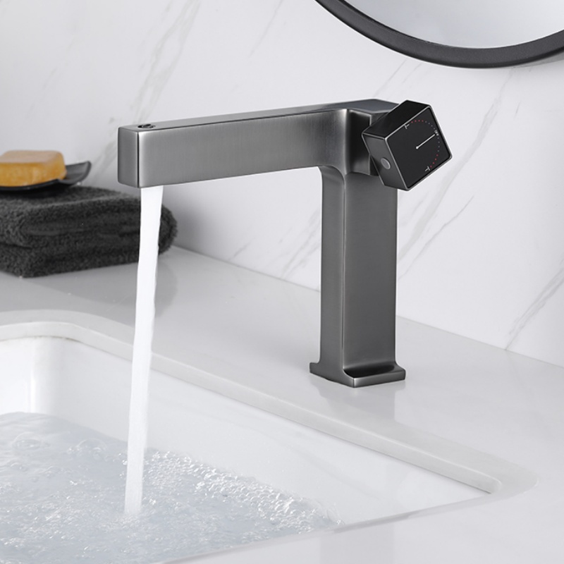 Sleek Matte Black Stainless Steel Bathroom Faucet for Modern Spaces