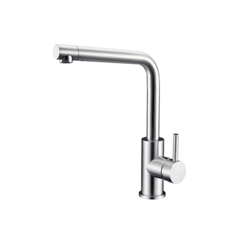 Brass Kitchen Faucet, Single Handle Rotating Kitchen Tap, Modern Stainless Steel Finish Sink Mixer Water Tap