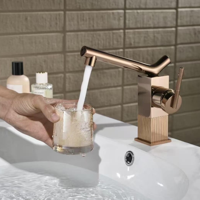 Elegant Brass Hot and Cold Water Basin Bathroom Sink Mixer Faucet