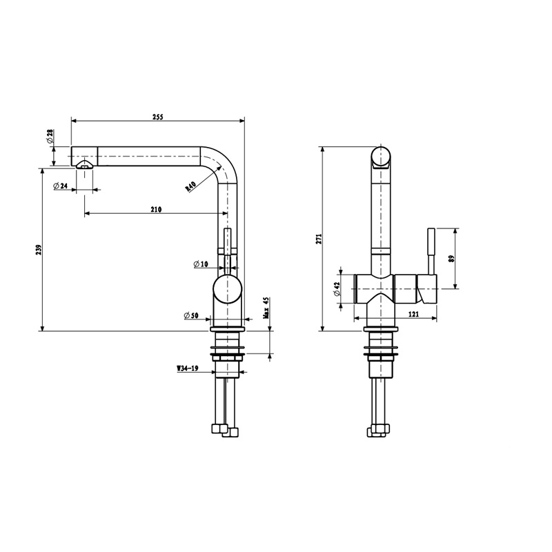 High Quality Solid Brass Gold Finish Purified Drinking Water Kitchen Faucet