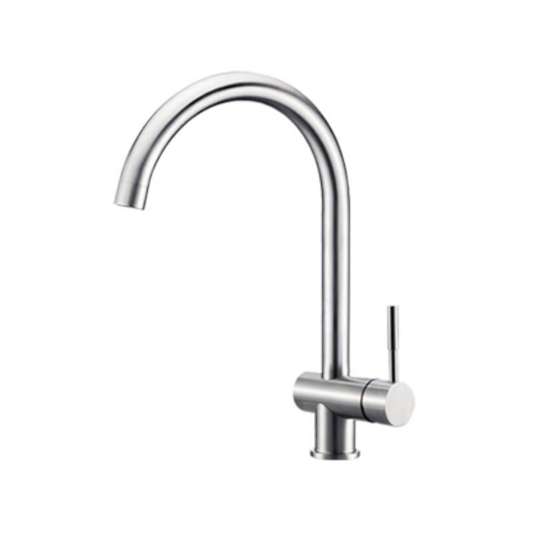 Brass Kitchen Faucet, Single Handle Rotating Kitchen Tap, Modern Stainless Steel Finish Sink Mixer Water Tap
