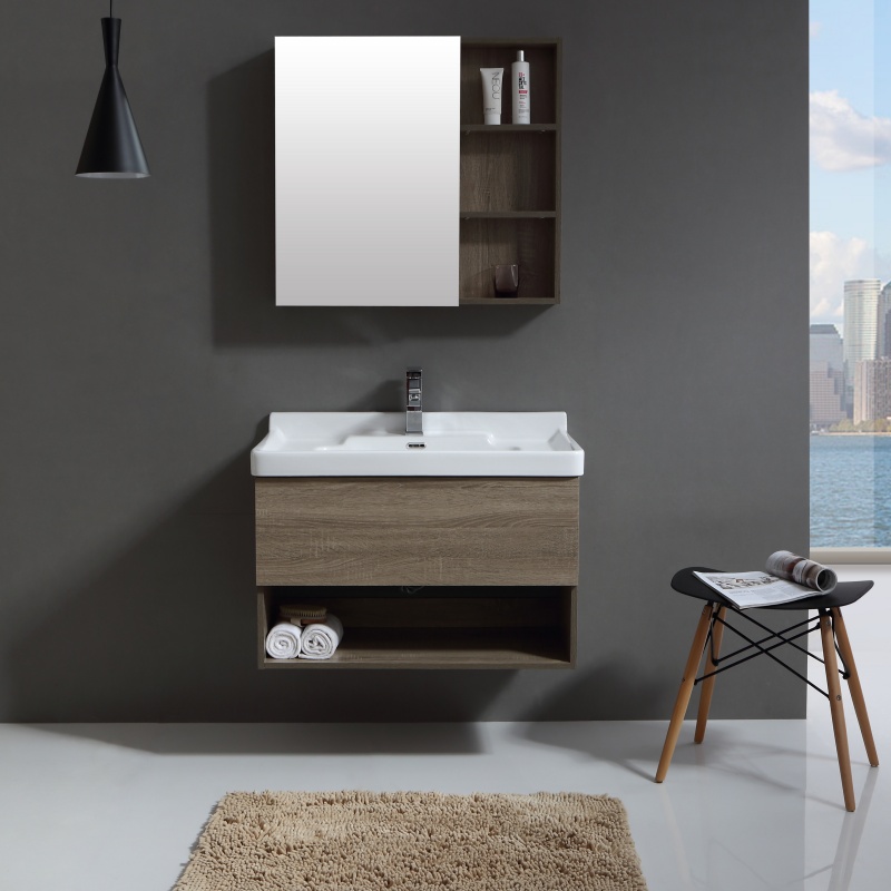 Luxury Modern Home PVC Furniture Curved Integrated Wash Basin Sink Bathroom Cabinet