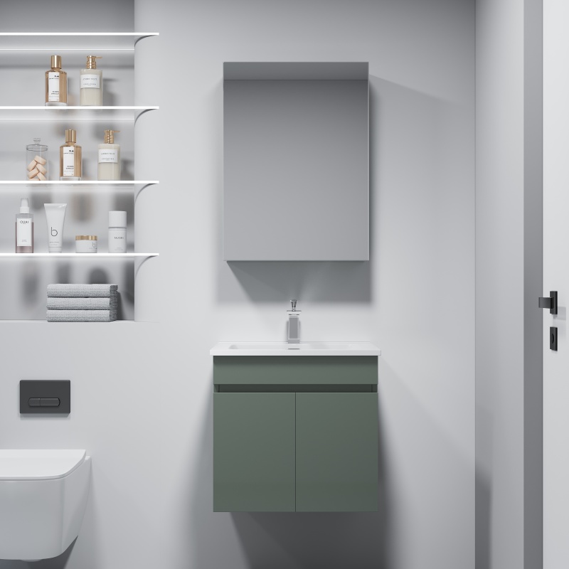 Contemporary PVC Bathroom Vanity with Soft LED Ambient Glow