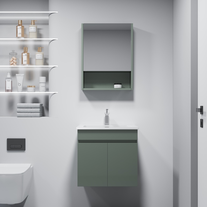 Contemporary PVC Bathroom Vanity with Soft LED Ambient Glow