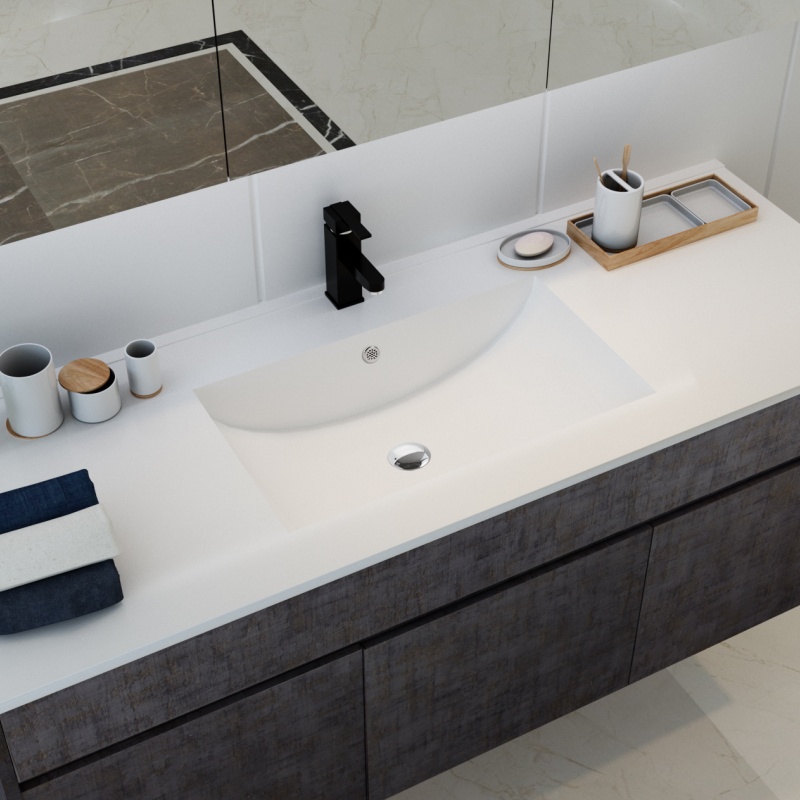 Modern Hanging Grilled Toilet PVC Bathroom Cabinet Vanity Set with Mirror