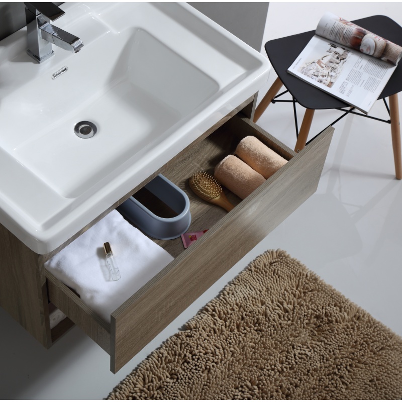 Luxury Modern Home PVC Furniture Curved Integrated Wash Basin Sink Bathroom Cabinet