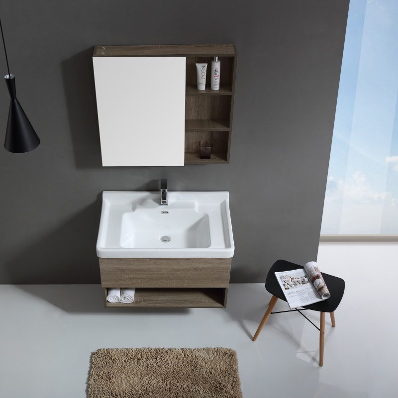 Luxury Modern Home PVC Furniture Curved Integrated Wash Basin Sink Bathroom Cabinet