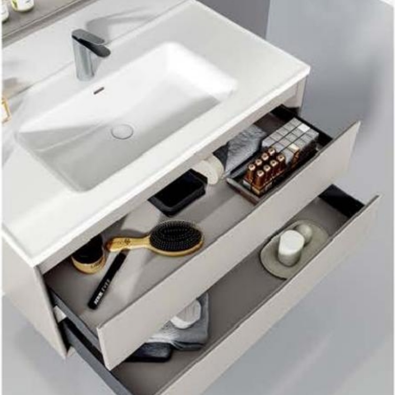 60cm Home Furniture PVC Sanitary Ware Bathroom Cabinet with Ceramic Basin