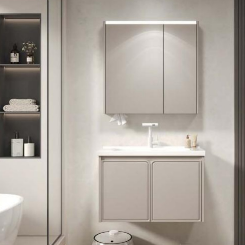 Modern Design Wall Mounted Single Sink Painting Plywood Bathroom Vanity Cabinet