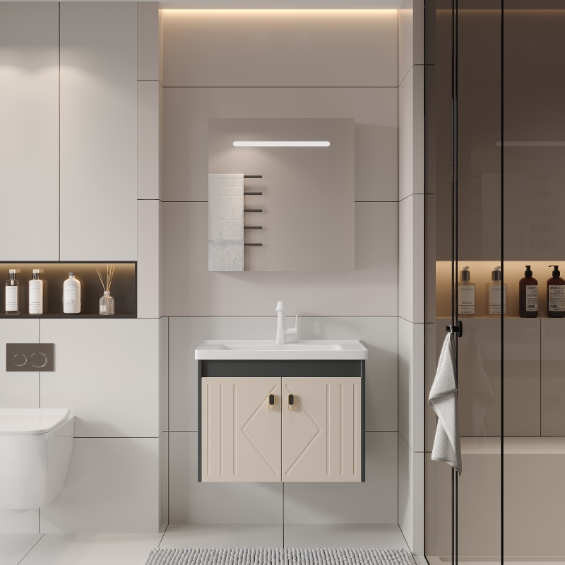 Modern Small MDF PVC Free Standing Shower Bathroom Furniture Cabinet Set White Bathroom Vality