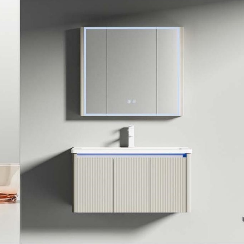 Contemporary Aluminum and PVC Bathroom Cabinet for Stylish Storage