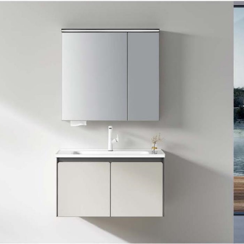 Contemporary Aluminum and PVC Bathroom Cabinet for Stylish Storage