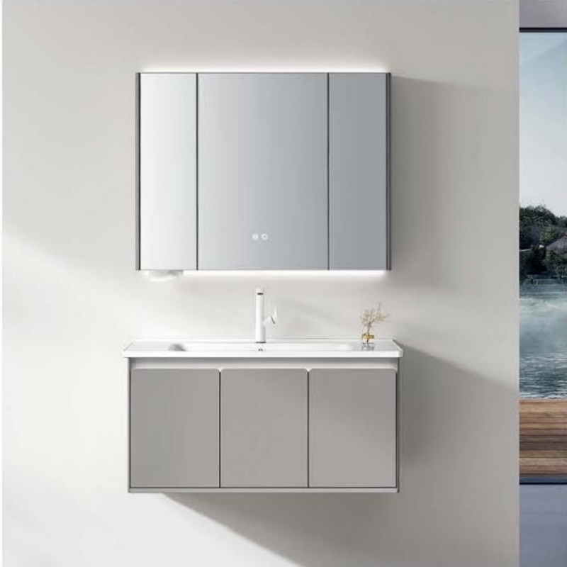 Contemporary Aluminum and PVC Bathroom Cabinet for Stylish Storage