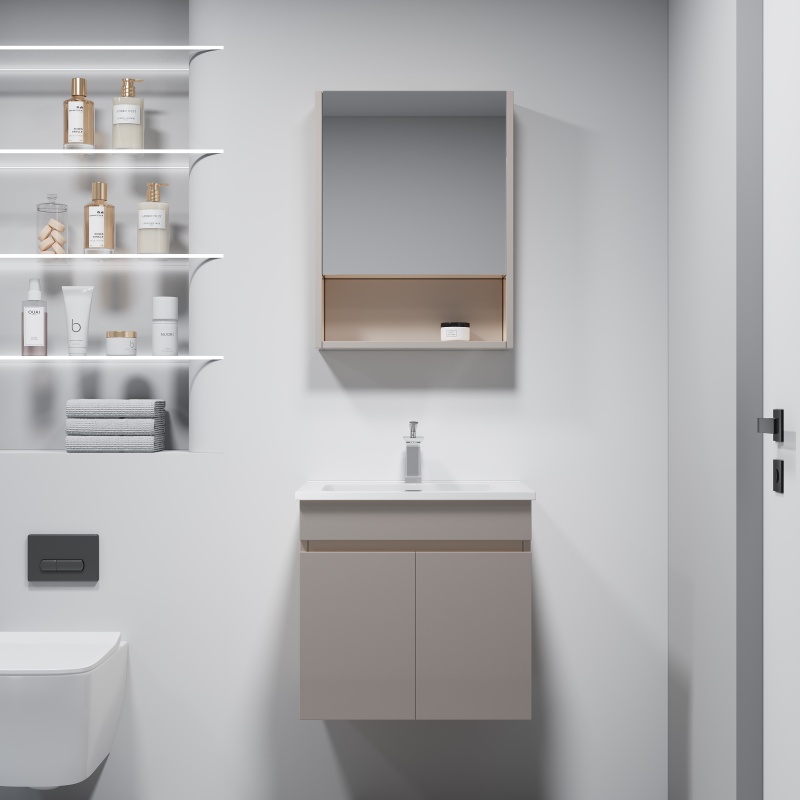 Contemporary PVC Bathroom Vanity with Soft LED Ambient Glow
