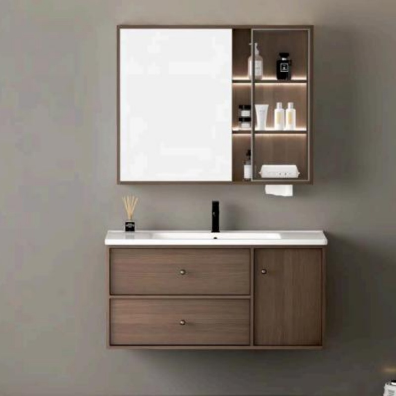 Modern Design Wall Mounted Single Sink Painting Plywood Bathroom Vanity Cabinet