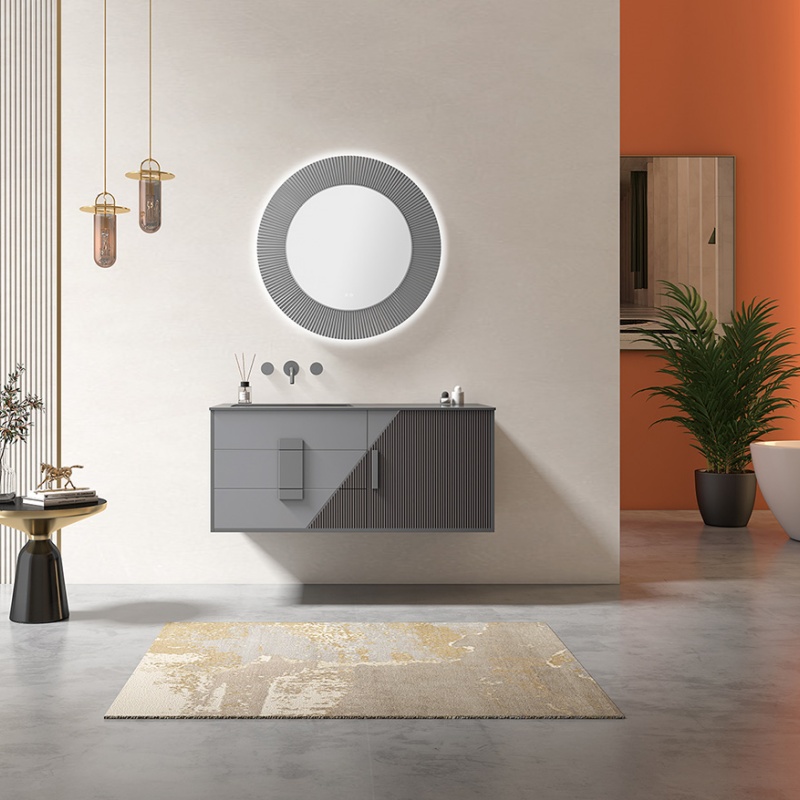 Modern Waterproof Cabinet Basin Design Green-Striped Bathroom Cabinet with Mirror