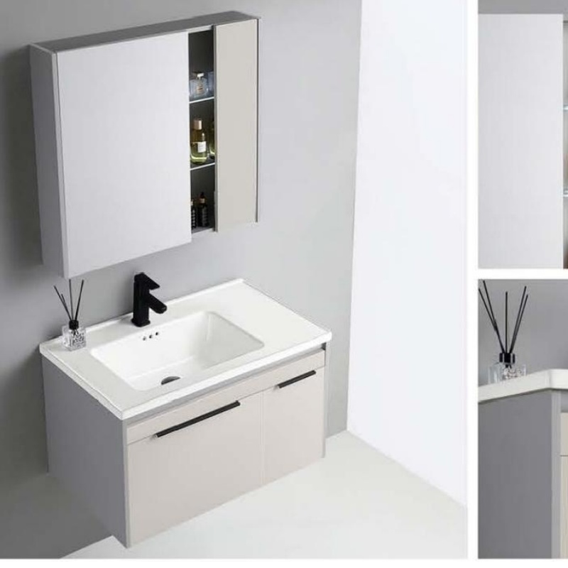 Contemporary Home Furniture Plywood Sanitary Ware Bathroom Cabinet with LED Light