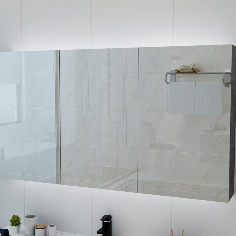 Modern Hanging Grilled Toilet PVC Bathroom Cabinet Vanity Set with Mirror