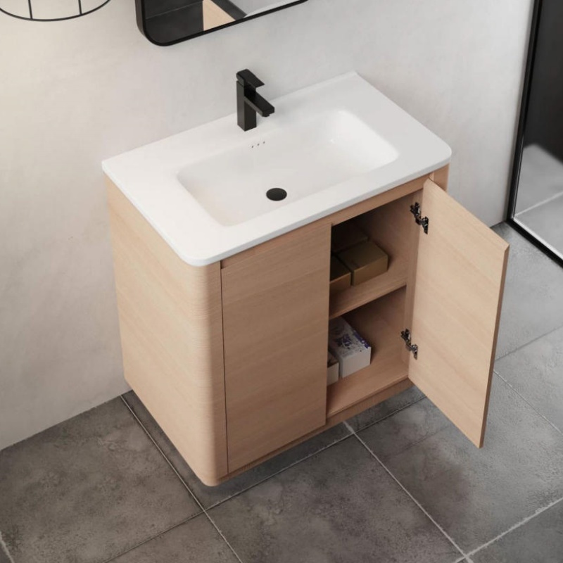 Grille Paint PVC Bathroom Cabinet Vanity Set Customized Freely Combinable Two Drawer with Side Cabinet