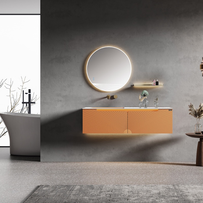 Modern Waterproof Cabinet Basin Design Green-Striped Bathroom Cabinet with Mirror