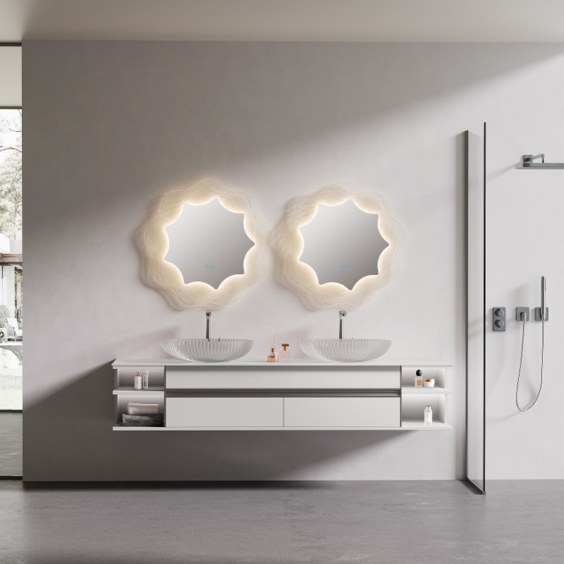 Modern 48 Inch Floor Standing Single Sink Wooden Bathroom Vanity with Mirror Cabinet