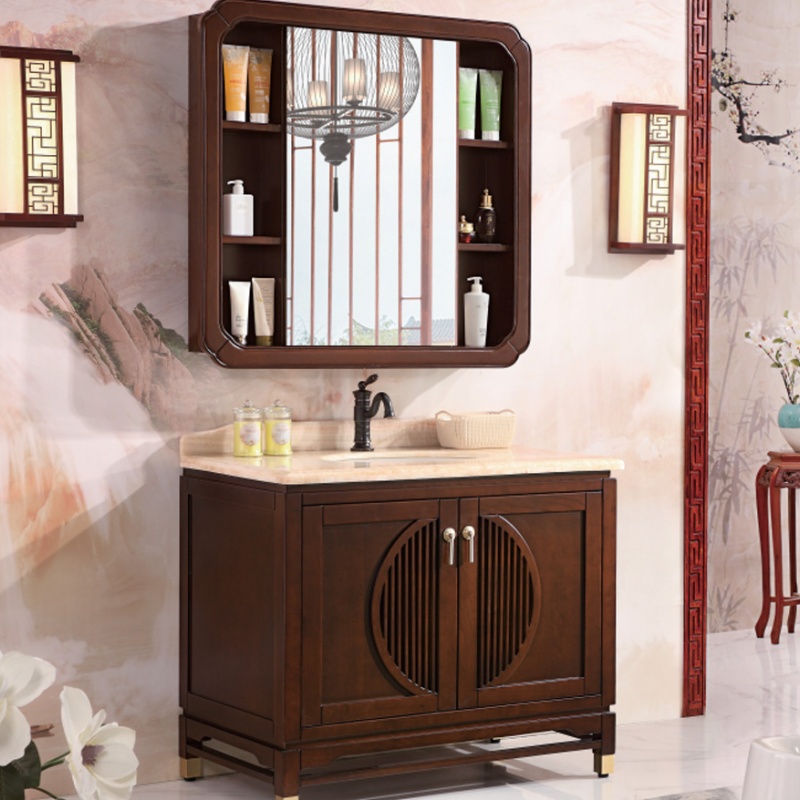 Modern 48 Inch Floor Standing Single Sink Wooden Bathroom Vanity with Mirror Cabinet