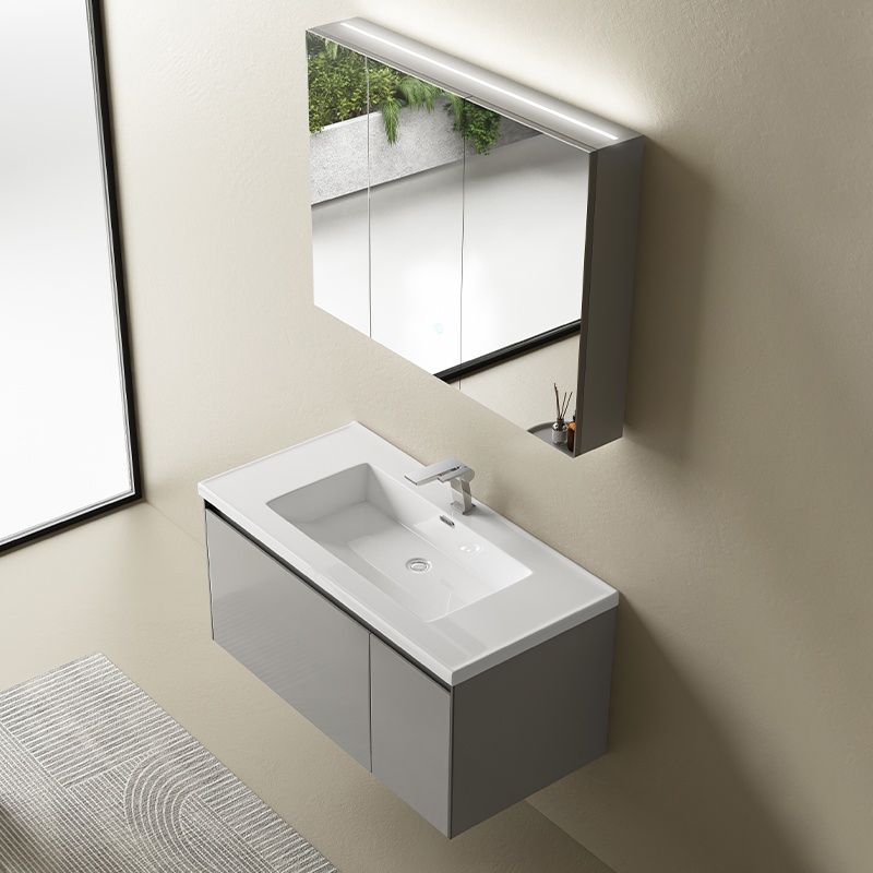 High End Modern Design Furniture Bathroom Cabinet Vanity Set with Round Mirror