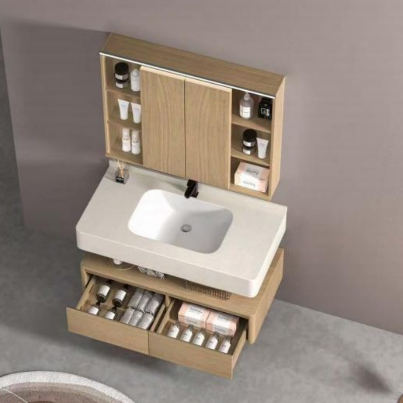 Modern Design Wall Mounted Single Sink Painting Plywood Bathroom Vanity Cabinet