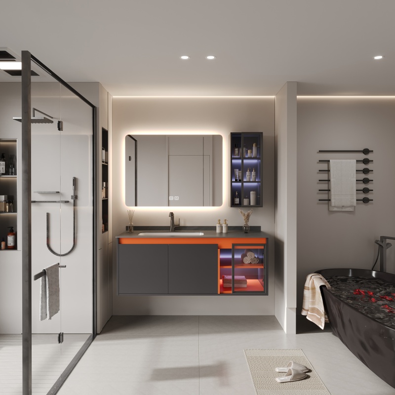 Factory Custom Floor Standing Bathroom Furniture Cabinet Vanity with Sink