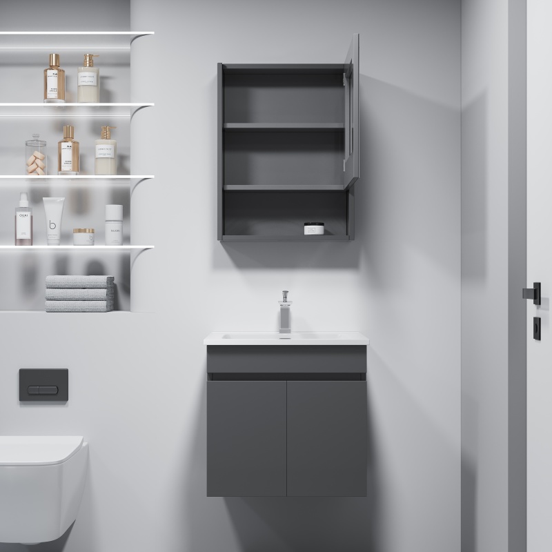 Contemporary PVC Bathroom Vanity with Soft LED Ambient Glow