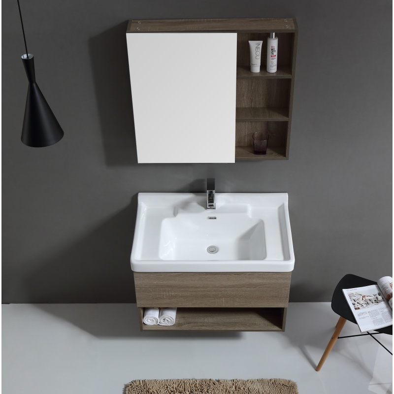 Luxury Modern Home PVC Furniture Curved Integrated Wash Basin Sink Bathroom Cabinet