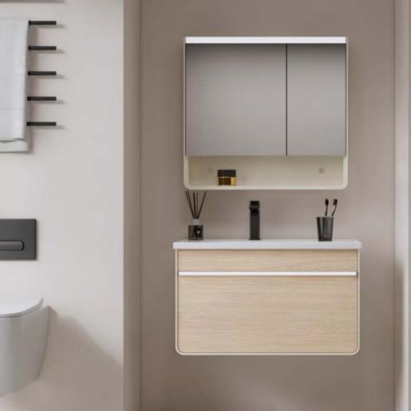 Modern Design Wall Mounted Single Sink Painting Plywood Bathroom Vanity Cabinet