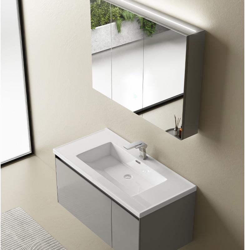 Freestanding Modern Double PVC Basin Bathroom Furniture Corner Washbasin Cabinet