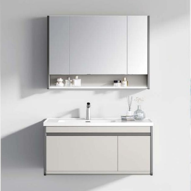 Versatile Bathroom Furniture LED Light PVC Bathroom Cabinet with Basin