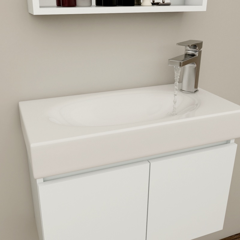 Stylish Home Furniture Affordable Vanity PVC Bathroom Cabinet with Ceramic Counter Top