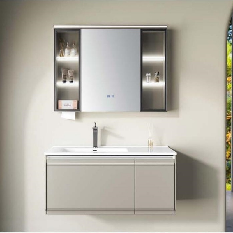 70cm PVC Bathroom Cabinet with Ceramic Basin Durable Modern Bathroom Furniture