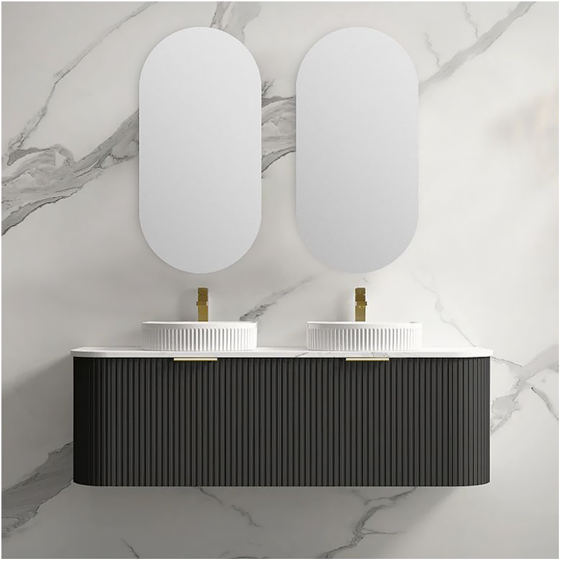 China Supplier Luxury Wall Mounted Plywood Bathroom Cabinet with Porcelain Wash Basin