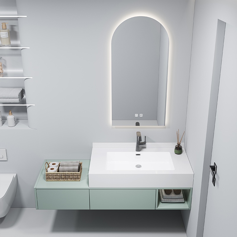Stylish 80cm Durable PVC Bathroom Storage Cabinet Sanitary Ware Vanity