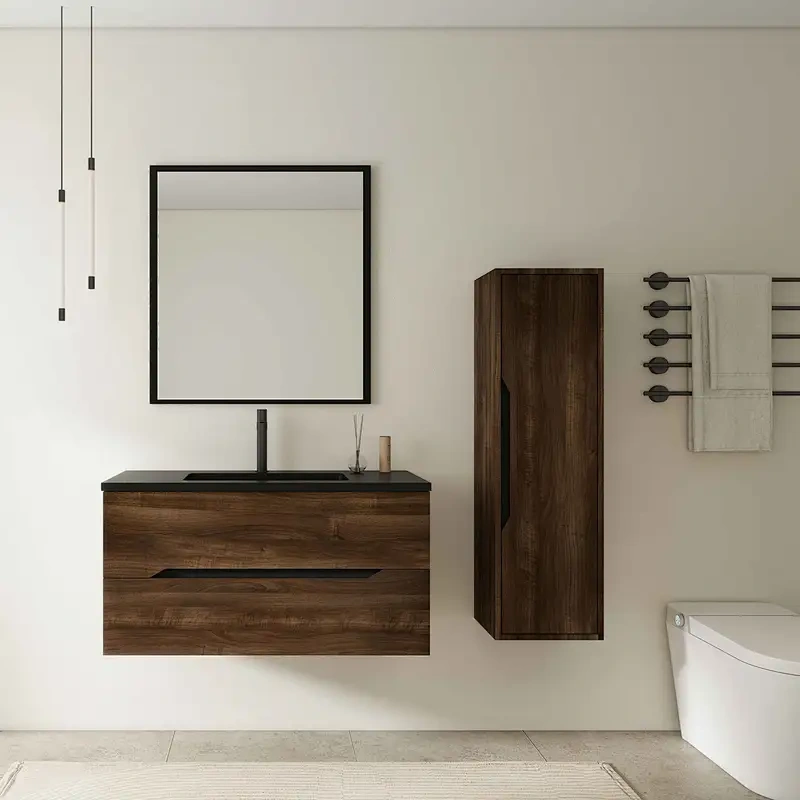 Custom Sanitary Ware Bathroom Vanity PVC MDF High Quality Bathroom Cabinets
