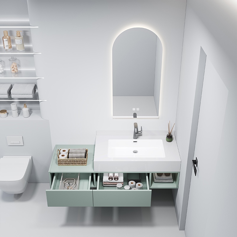 Stylish 80cm Durable PVC Bathroom Storage Cabinet Sanitary Ware Vanity