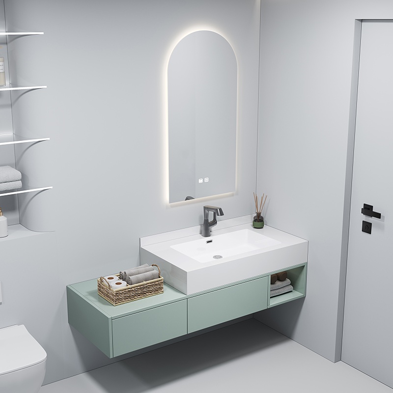 Modern Bathroom with Stylish Waterproof PVC Bathroom Storage Cabinet