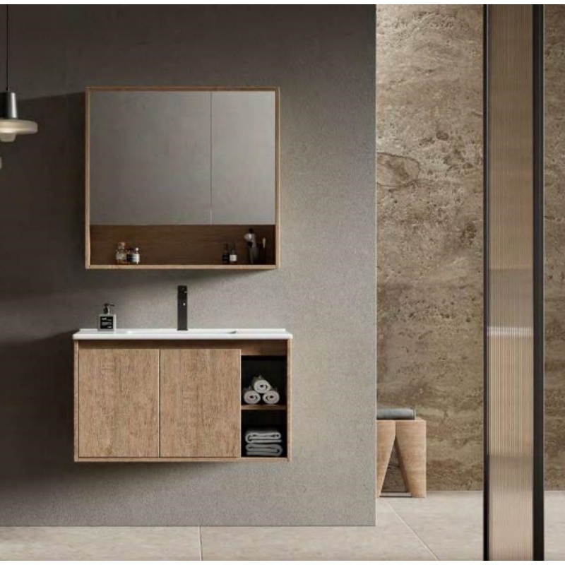 Solid Wood Grey Modern Bathroom Furniture Plywood Bathroom Vanity
