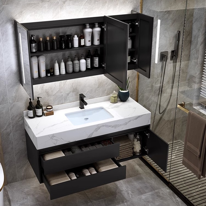 Wholesale Cheap Small Size Plywood Bathroom Cabinet with Ceramic Basin