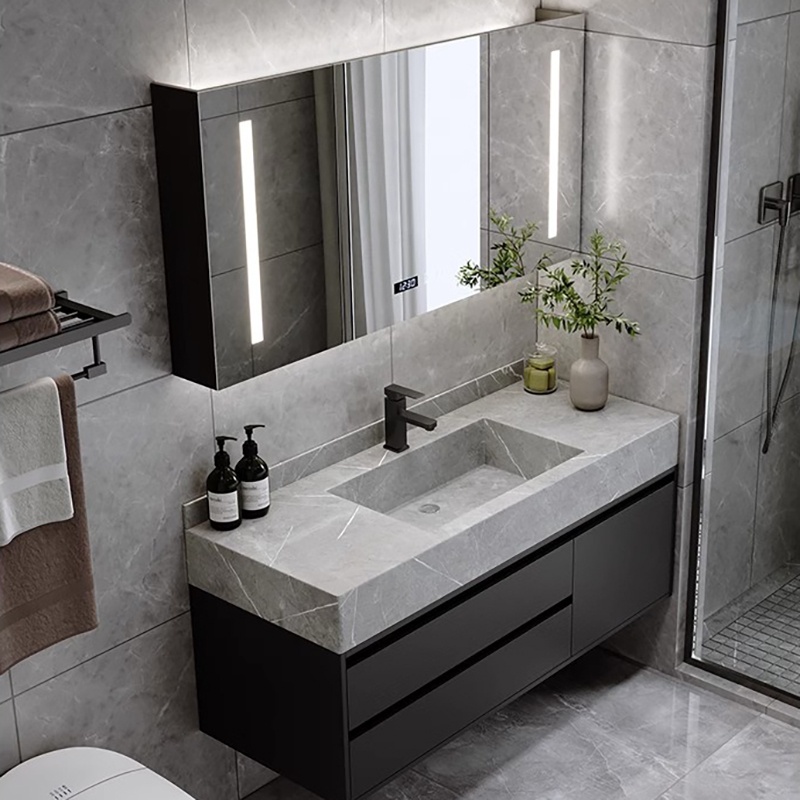 Wholesale Cheap Small Size Plywood Bathroom Cabinet with Ceramic Basin