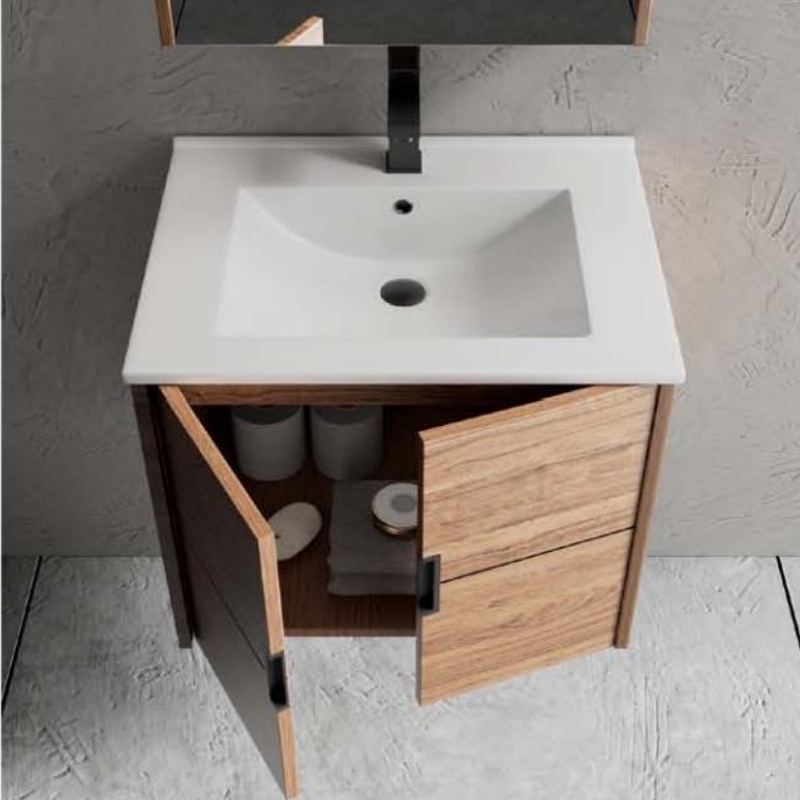 Modern Design Bulk Ceramic Basin Plywood Bathroom Cabinet with Bigh Drawer