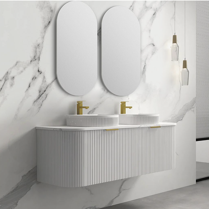 Hot Sale Modern Cabinet Plywood Bathroom Vanity with 3 Color Light