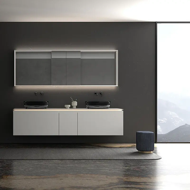 European Hotel Style with Mirror Furniture Luxury MDF Modern Bathroom Cabinet