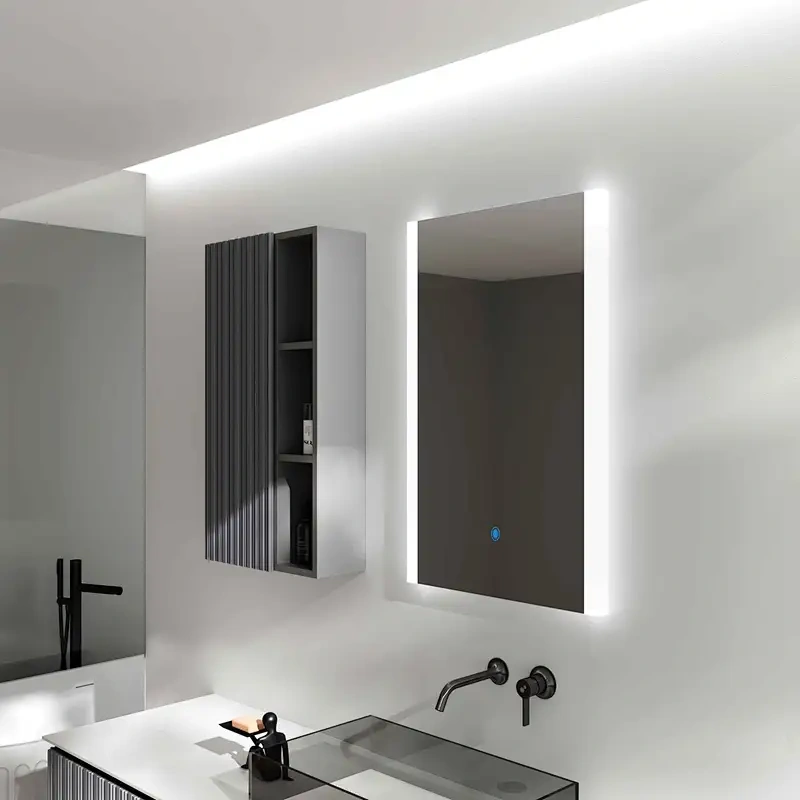 Wholesale Plywood Ceramic Basin MDF Bathroom Vanity Cabinet with LED Mirror