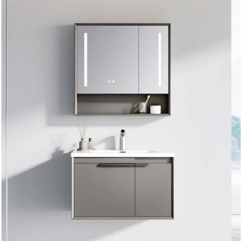 Small House Available Bathroom Accessories PVC LED Light Bathroom Cabinet