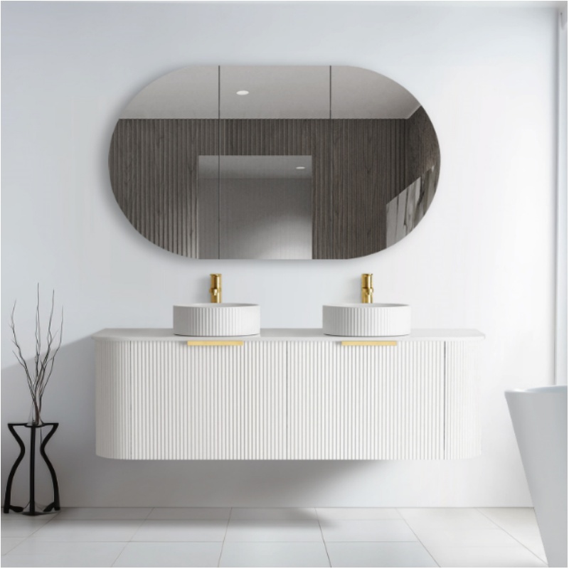 Hot Selling Senor Light Fancy Bathroom Cabinet Vanity with Seamless Basin